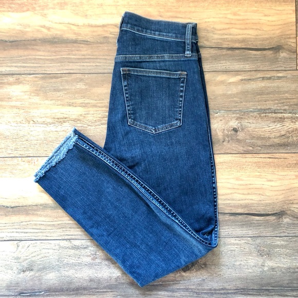 J.Crew Raw Cuff Jeans 26 EUC Vintage Style Straight Blue Denim - Picture 1 of 9